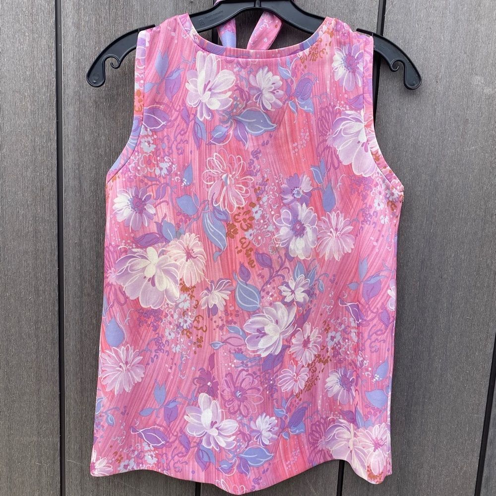 Vintage Floral‎ Polyester Top With Belt - Picture 4 of 7